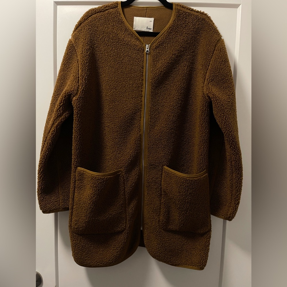 Aritzia Wilfred Free long brown Sherpa Coat